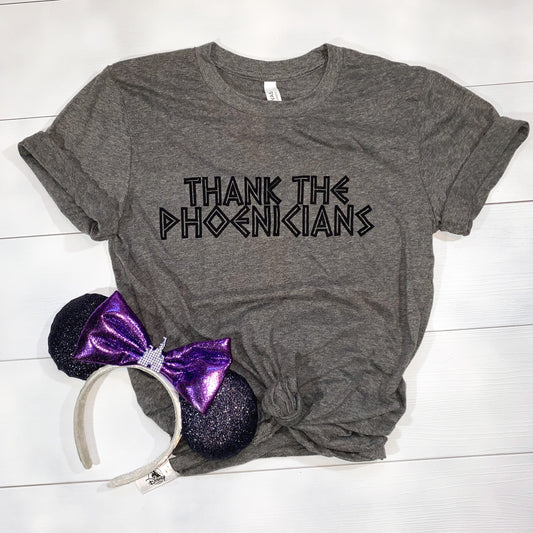 thank the Phoenicians | silkscreened Epcot | Spaceship Earth | Disneyworld t-shirt