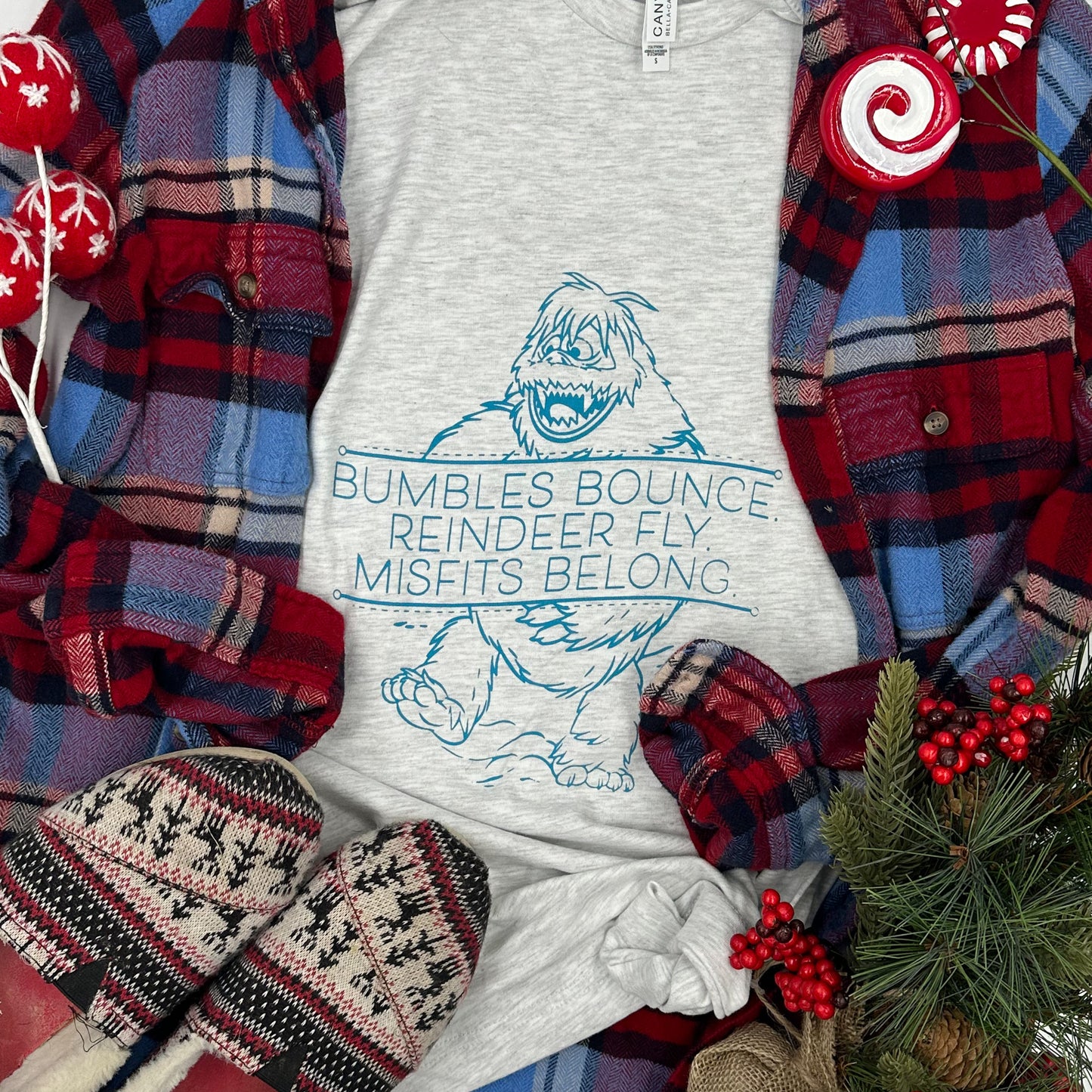 bumbles bounce, reindeer fly, misfits belong. | unisex tee